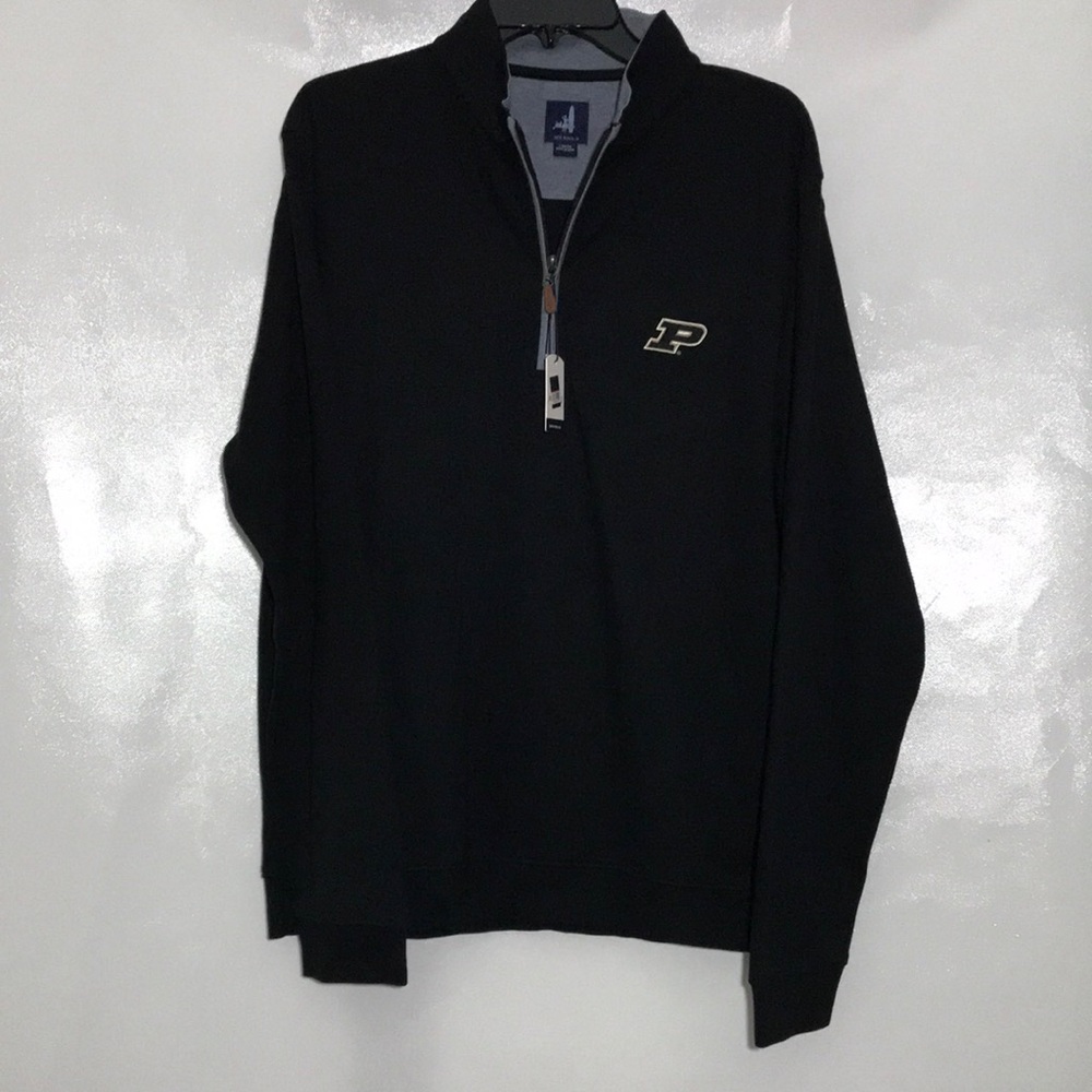 Johnnie-O New Black Quarter-Zip Sweater Sully Style Embroidered
